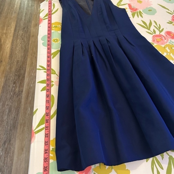 J. Crew Dresses | J. Crew Navy Blue Pleated Fit And Flare V Neck Dress...size 8 - Picture 7 of 8